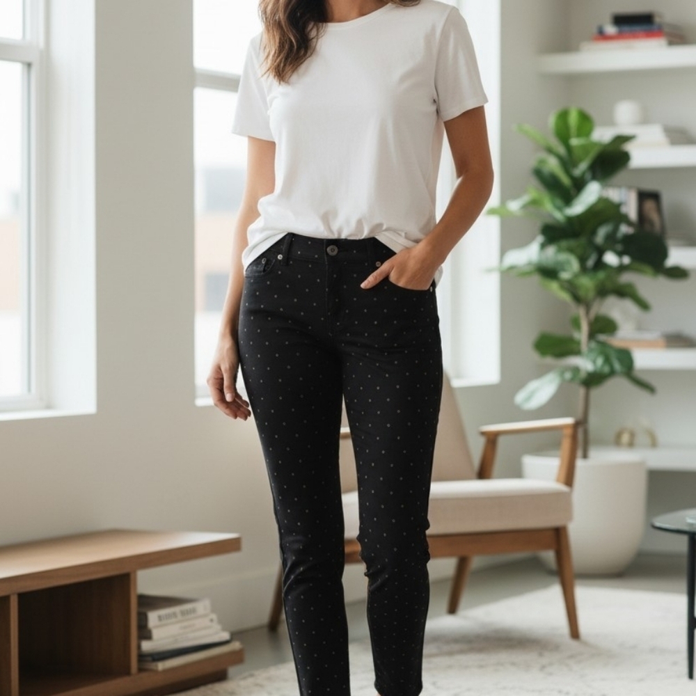 Old Navy Black Pixie Pants with White Dots